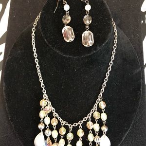 Beaded statement necklace w/ beaded earrings